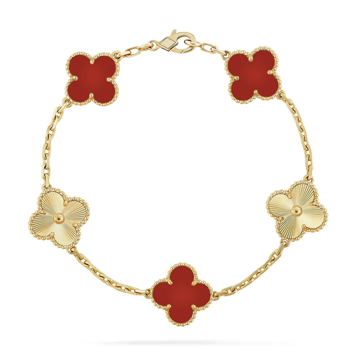 [Liorra] CLOVER 5 MOTIF RED CORNELIAN BRACELET COLLECTION
