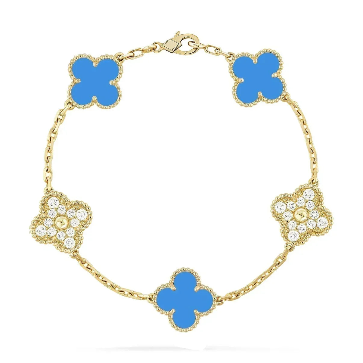 [Liorra] CLOVER 5 MOTIF BLUE AGATE BRACELET COLLECTION
