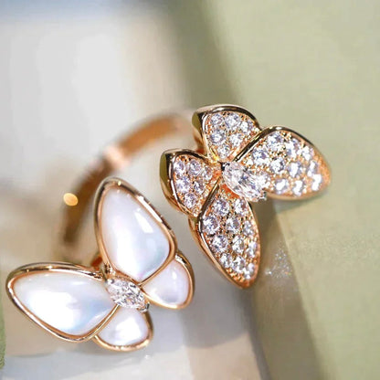 [Liorra]TWIN BUTTERFLY DIAMOND MOP RING
