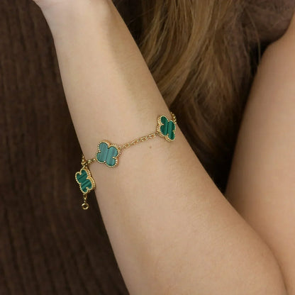 [Liorra] CLOVER 5 MOTIF MALACHITE BRACELET COLLECTION