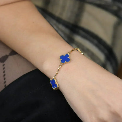[Liorra] CLOVER 5 MOTIF BLUE AGATE BRACELET COLLECTION