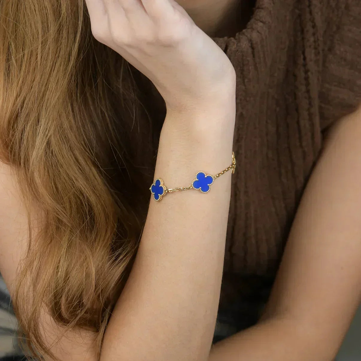 [Liorra] CLOVER 5 MOTIF BLUE AGATE BRACELET COLLECTION