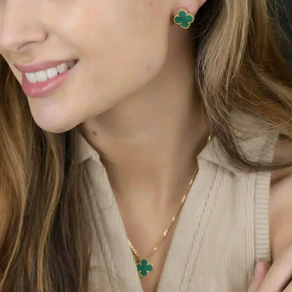 [Liorra]CLOVER MINI 9.5MM MALACHITE  EARRINGS