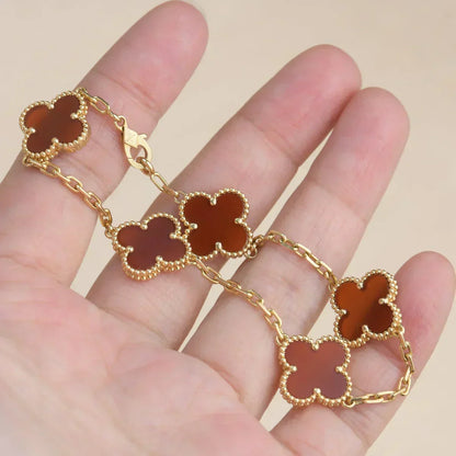 [Liorra] CLOVER 5 MOTIF RED CORNELIAN BRACELET COLLECTION