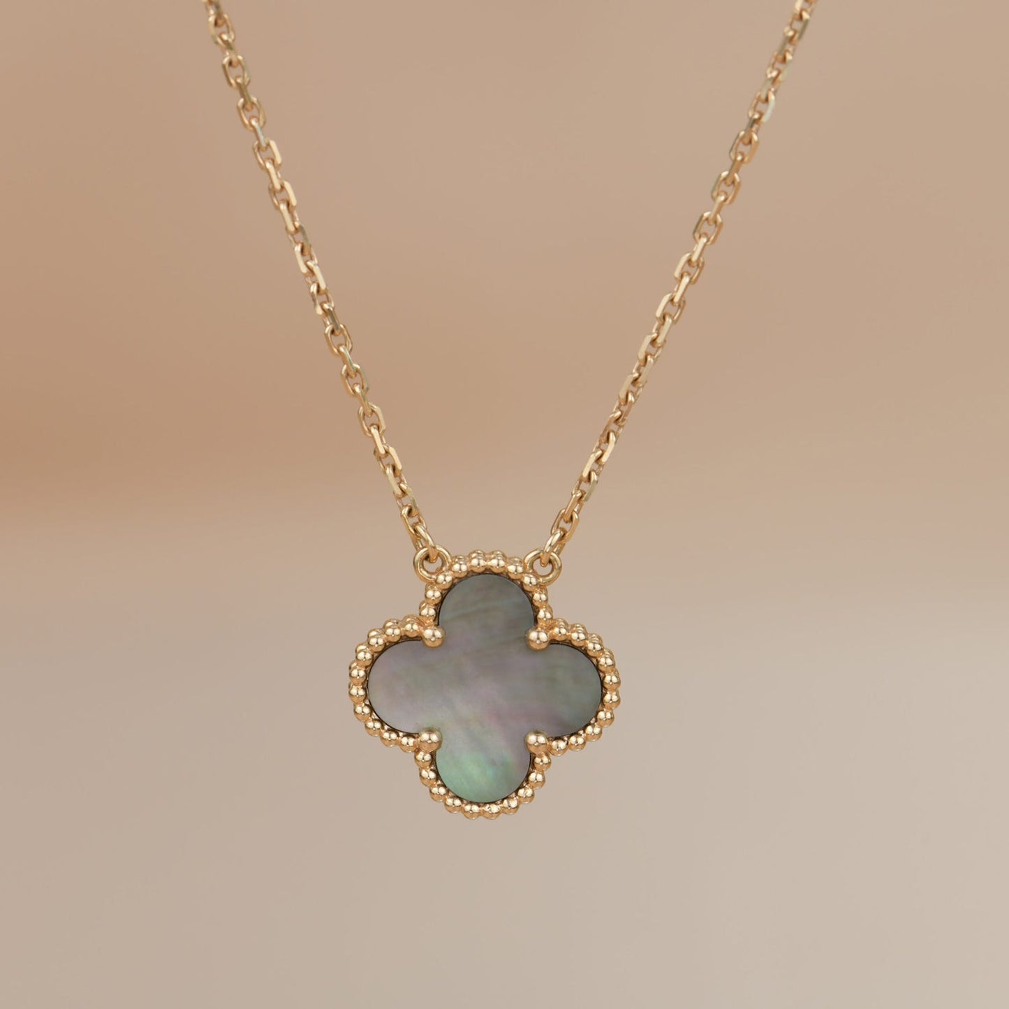 [Liorra]CLOVER 15MM  GRAY MOTHER OF PEARL NECKLACE