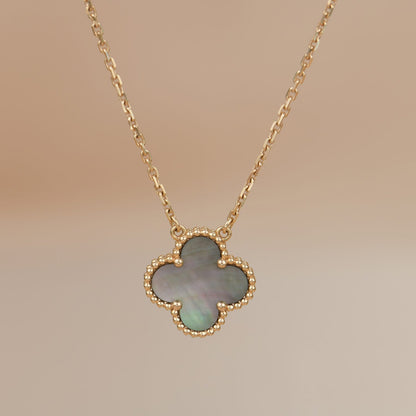 [Liorra]CLOVER 15MM  GRAY MOTHER OF PEARL NECKLACE