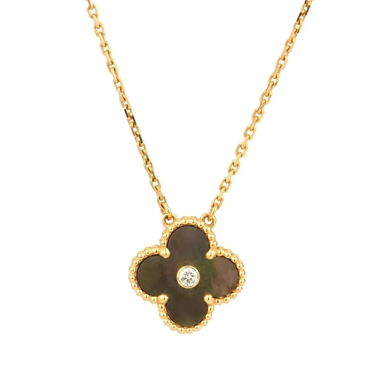 [Liorra]CLOVER 15MM DIAMOND AND MOTHER-OF-GREY NECKLACE