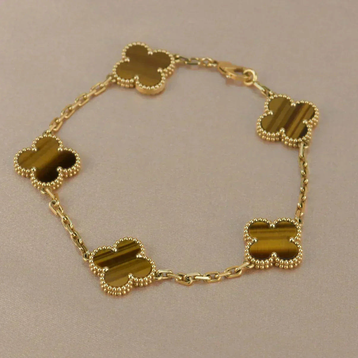 [Liorra] CLOVER 5 MOTIFS TIGER EYE BRACELET COLLECTION