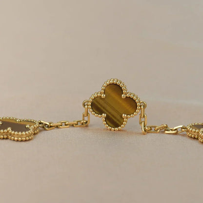 [Liorra] CLOVER 5 MOTIFS TIGER EYE BRACELET COLLECTION