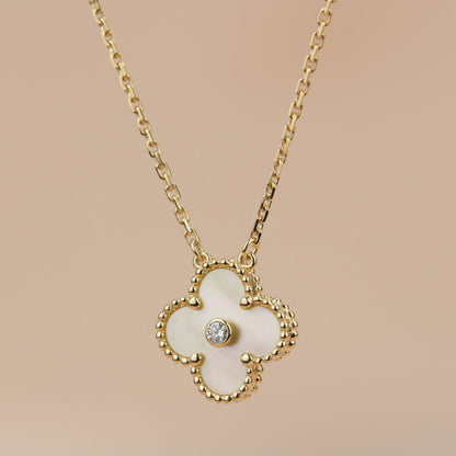 [Liorra]CLOVER 15MM DIAMOND GOLD MOTHER OF PEARL NECKLACE