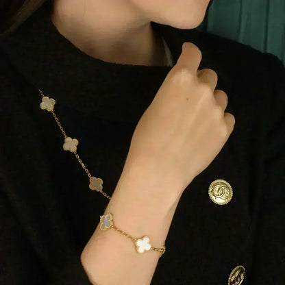 [Liorra]CLOVER WHITE PEARL MOP 5 MOTIF BRACELET COLLECTION