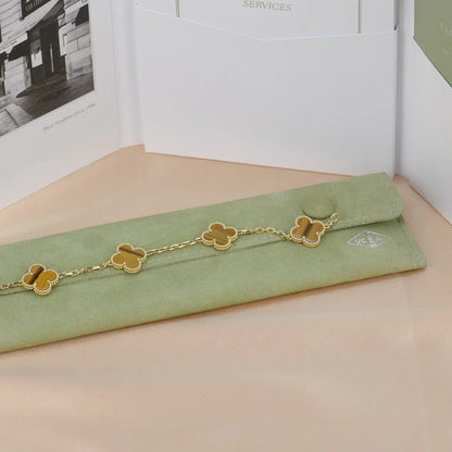 [Liorra] CLOVER 5 MOTIFS TIGER EYE BRACELET COLLECTION