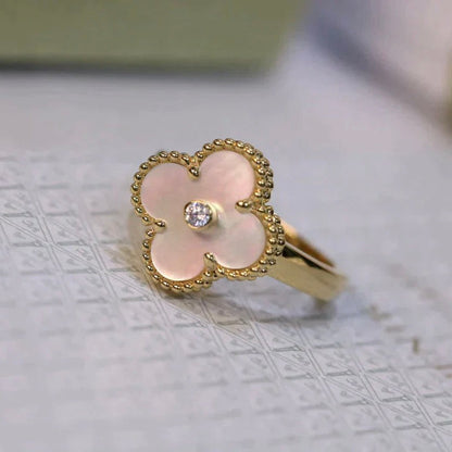 [Liorra]CLOVER PINK MOP RING GOLD DIAMOND