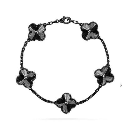 [Liorra]CLOVER 5 MOTIF BLACK BRACELET