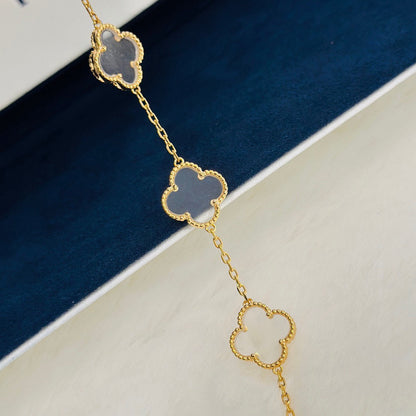 [Liorra]CLOVER 5 MOTIF ROCK CRYSTAL BRACELET