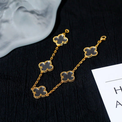 [Liorra]CLOVER 5 MOTIF ROCK CRYSTAL BRACELET