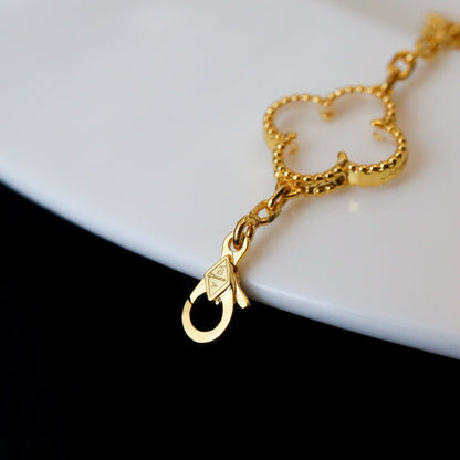 [Liorra]CLOVER 5 MOTIF ROCK CRYSTAL BRACELET