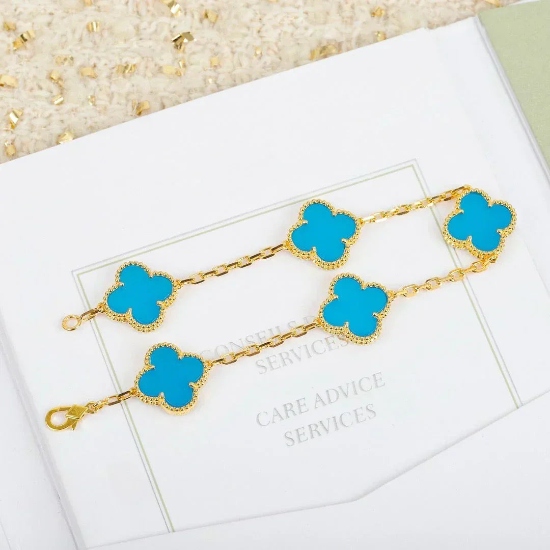 [Liorra] CLOVER 5 MOTIF TURQUOISE BRACELET COLLECTION