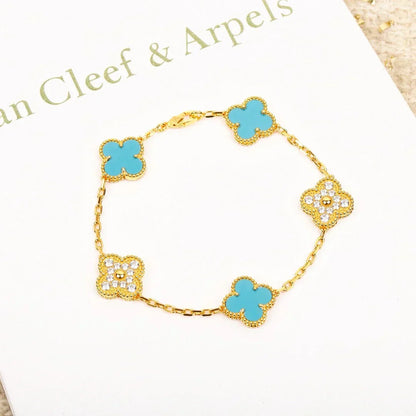 [Liorra] CLOVER 5 MOTIF TURQUOISE BRACELET COLLECTION