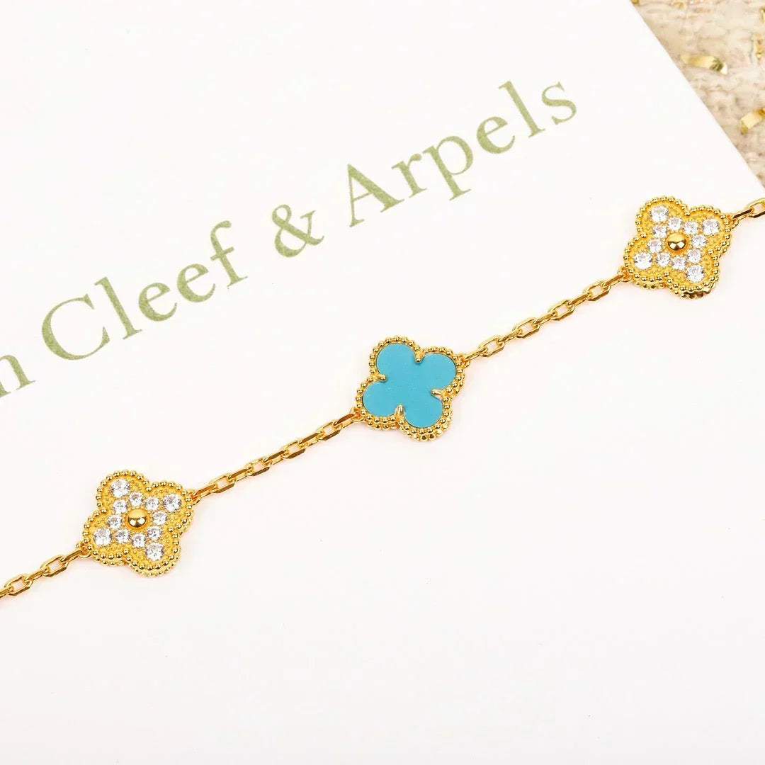 [Liorra] CLOVER 5 MOTIF TURQUOISE BRACELET COLLECTION