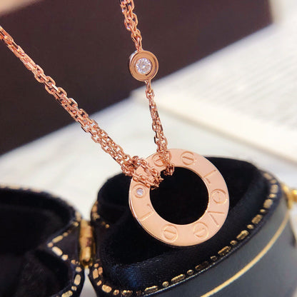 [Liorra]LOVE NECKLACE 16MM 2 DIAMONDS