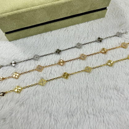 [Liorra]CLOVER 6 MOTIF DIAMOND LASER BRACELET-w
