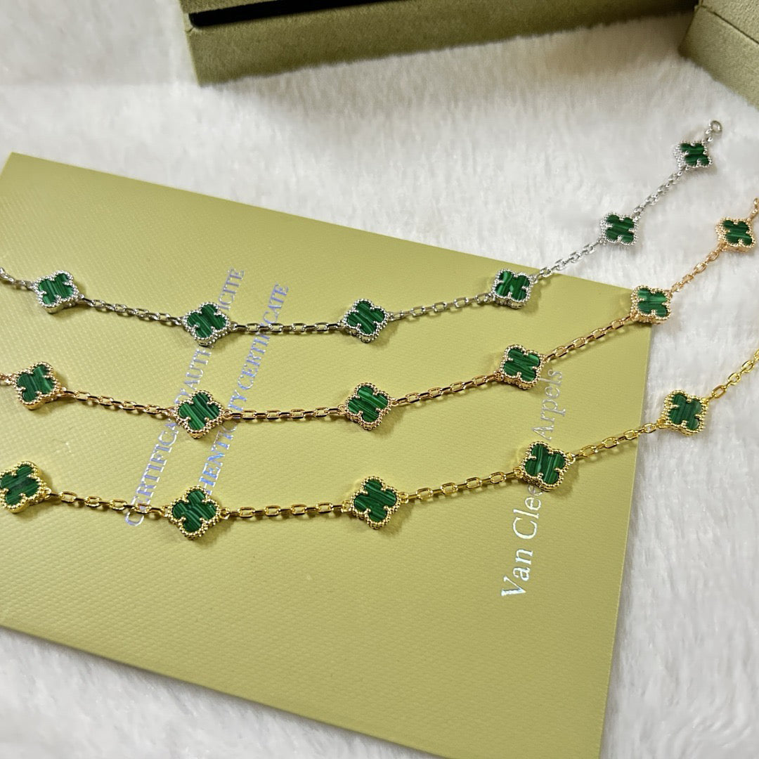 [Liorra]CLOVER 6 MOTIF MALACHITE BRACELET-w