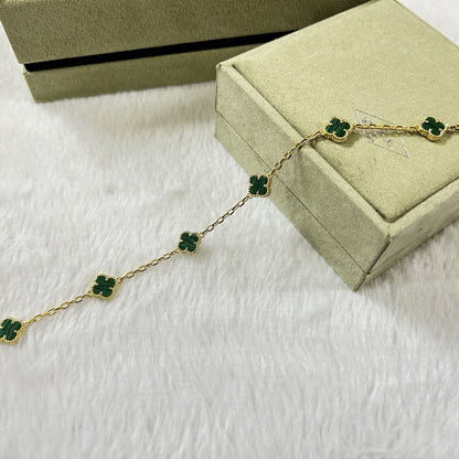 [Liorra]CLOVER 6 MOTIF MALACHITE BRACELET-w