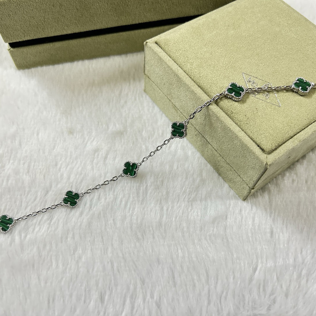 [Liorra]CLOVER 6 MOTIF MALACHITE BRACELET-w