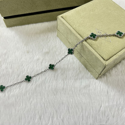[Liorra]CLOVER 6 MOTIF MALACHITE BRACELET-w