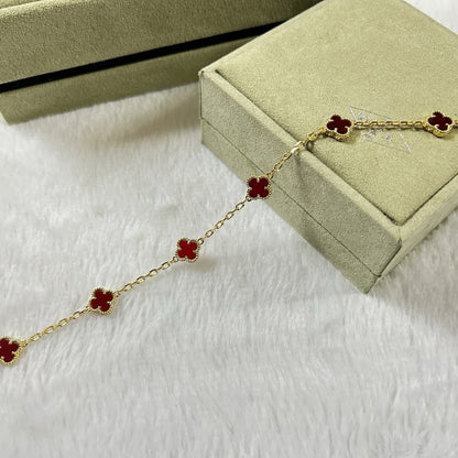 [Liorra]CLOVER 6 MOTIF RED AGATE BRACELET-w