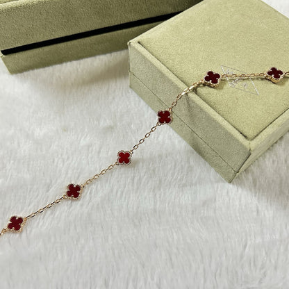 [Liorra]CLOVER 6 MOTIF RED AGATE BRACELET-w