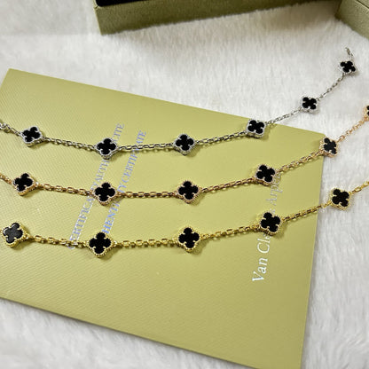 [Liorra]CLOVER 6 MOTIF  ONYXS BRACELET-w