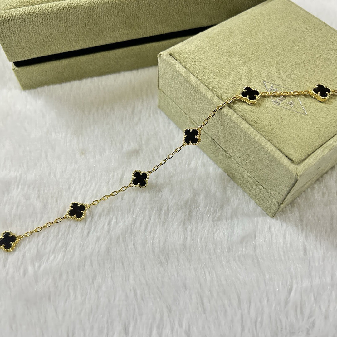 [Liorra]CLOVER 6 MOTIF  ONYXS BRACELET-w