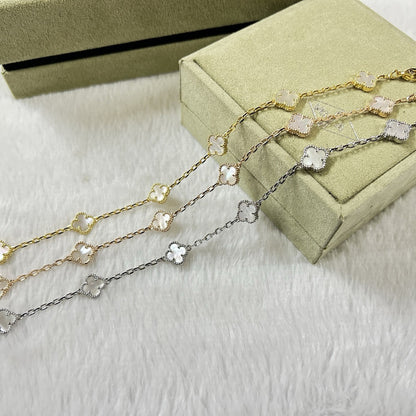 [Liorra]CLOVER 6 MOTIF WHITE MOP BRACELET-w