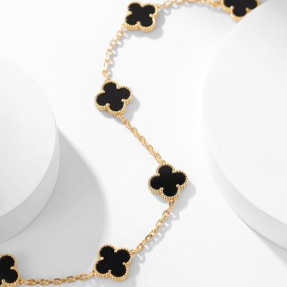 [Liorra]CLOVER 10 MOTIFS ONYX NECKLACE