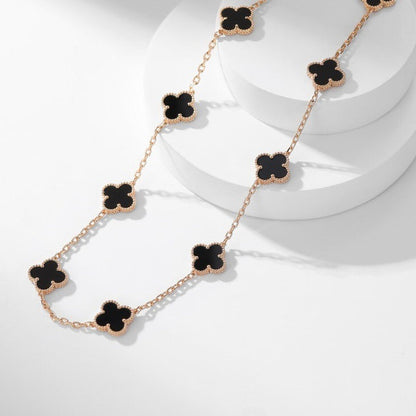 [Liorra]CLOVER 10 MOTIFS ONYX NECKLACE