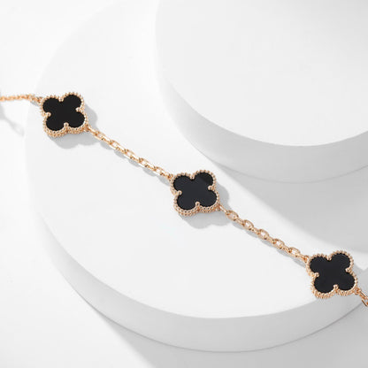 [Liorra]CLOVER 10 MOTIFS ONYX NECKLACE
