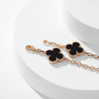 [Liorra]CLOVER 10 MOTIFS ONYX NECKLACE