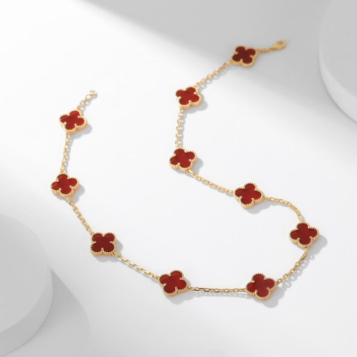 [Liorra]CLOVER 10 MOTIFS CARNELIAN NECKLACE