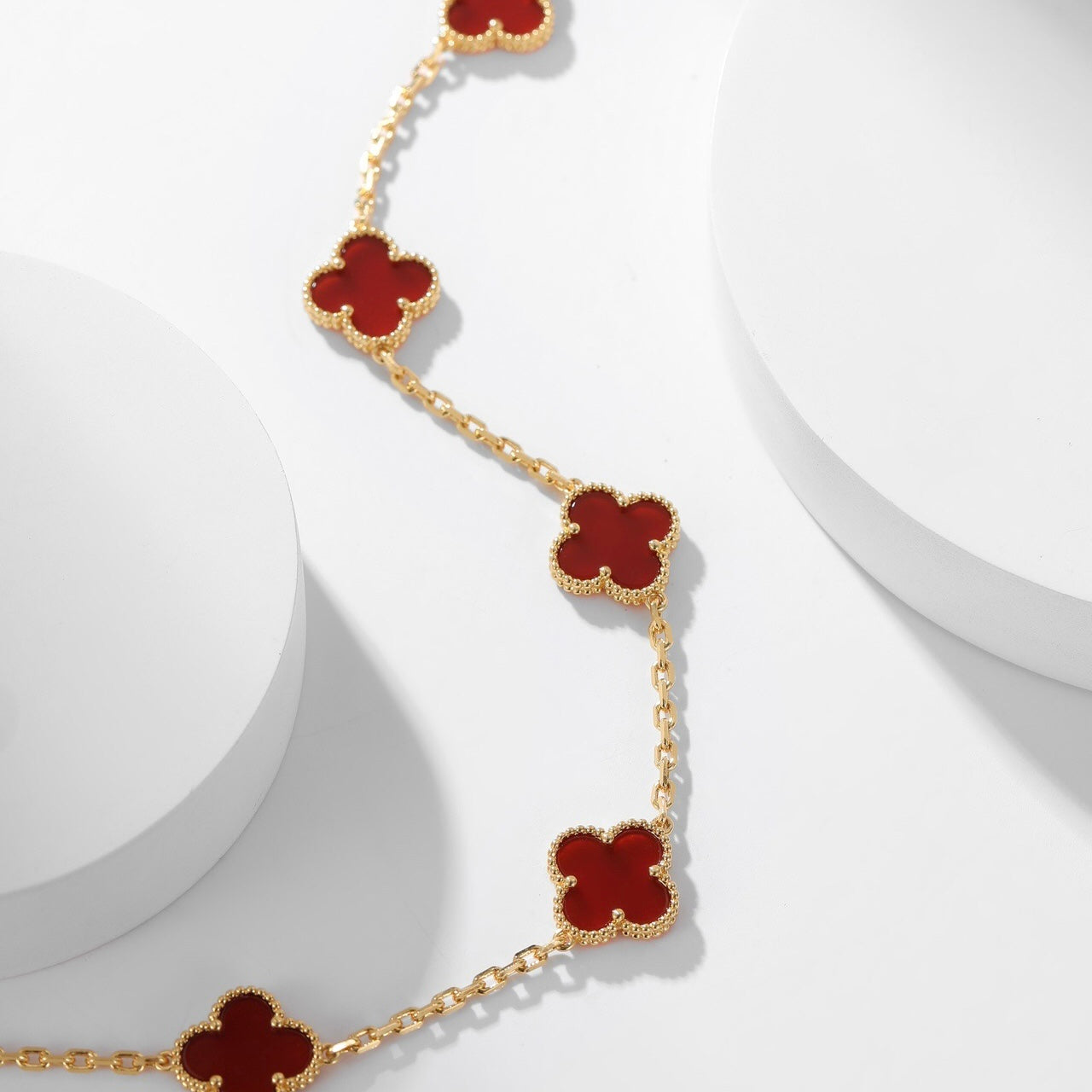 [Liorra]CLOVER 10 MOTIFS CARNELIAN NECKLACE