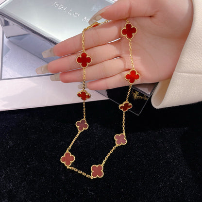 [Liorra]CLOVER 10 MOTIFS CARNELIAN NECKLACE