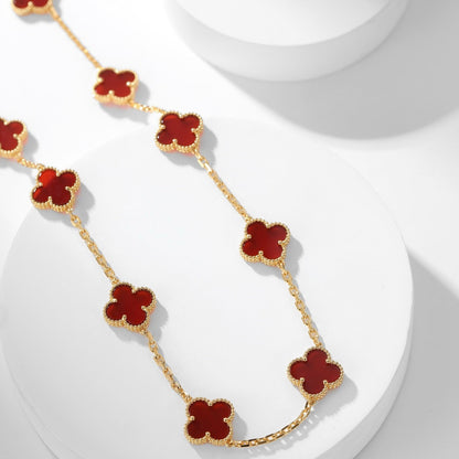 [Liorra]CLOVER 10 MOTIFS CARNELIAN NECKLACE