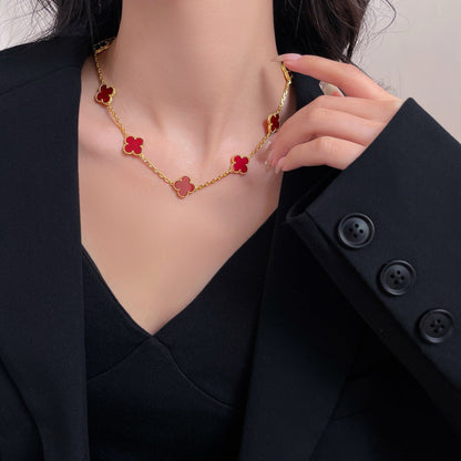 [Liorra]CLOVER 10 MOTIFS CARNELIAN NECKLACE