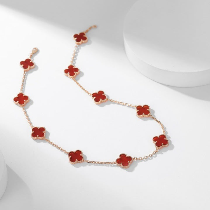 [Liorra]CLOVER 10 MOTIFS CARNELIAN NECKLACE