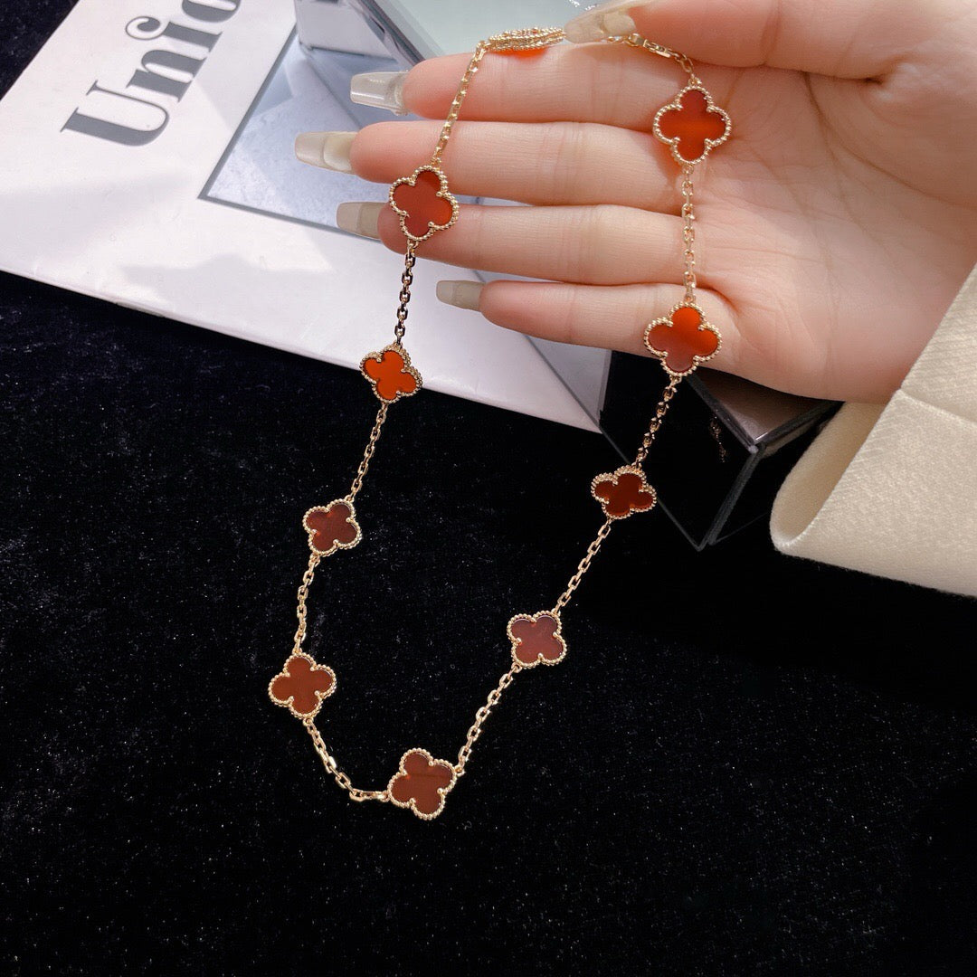 [Liorra]CLOVER 10 MOTIFS CARNELIAN NECKLACE