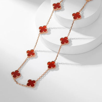 [Liorra]CLOVER 10 MOTIFS CARNELIAN NECKLACE