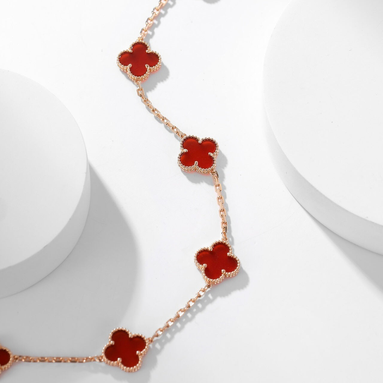 [Liorra]CLOVER 10 MOTIFS CARNELIAN NECKLACE