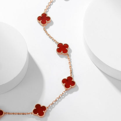 [Liorra]CLOVER 10 MOTIFS CARNELIAN NECKLACE