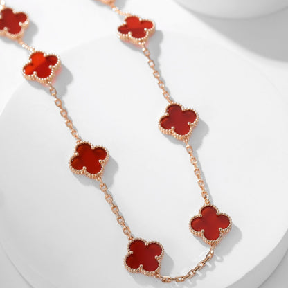 [Liorra]CLOVER 10 MOTIFS CARNELIAN NECKLACE